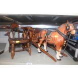 A Melba Ware horse and cart and a dolls captains c