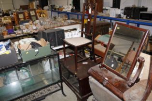 A TV stand and an Edwardian inlaid bedroom chair