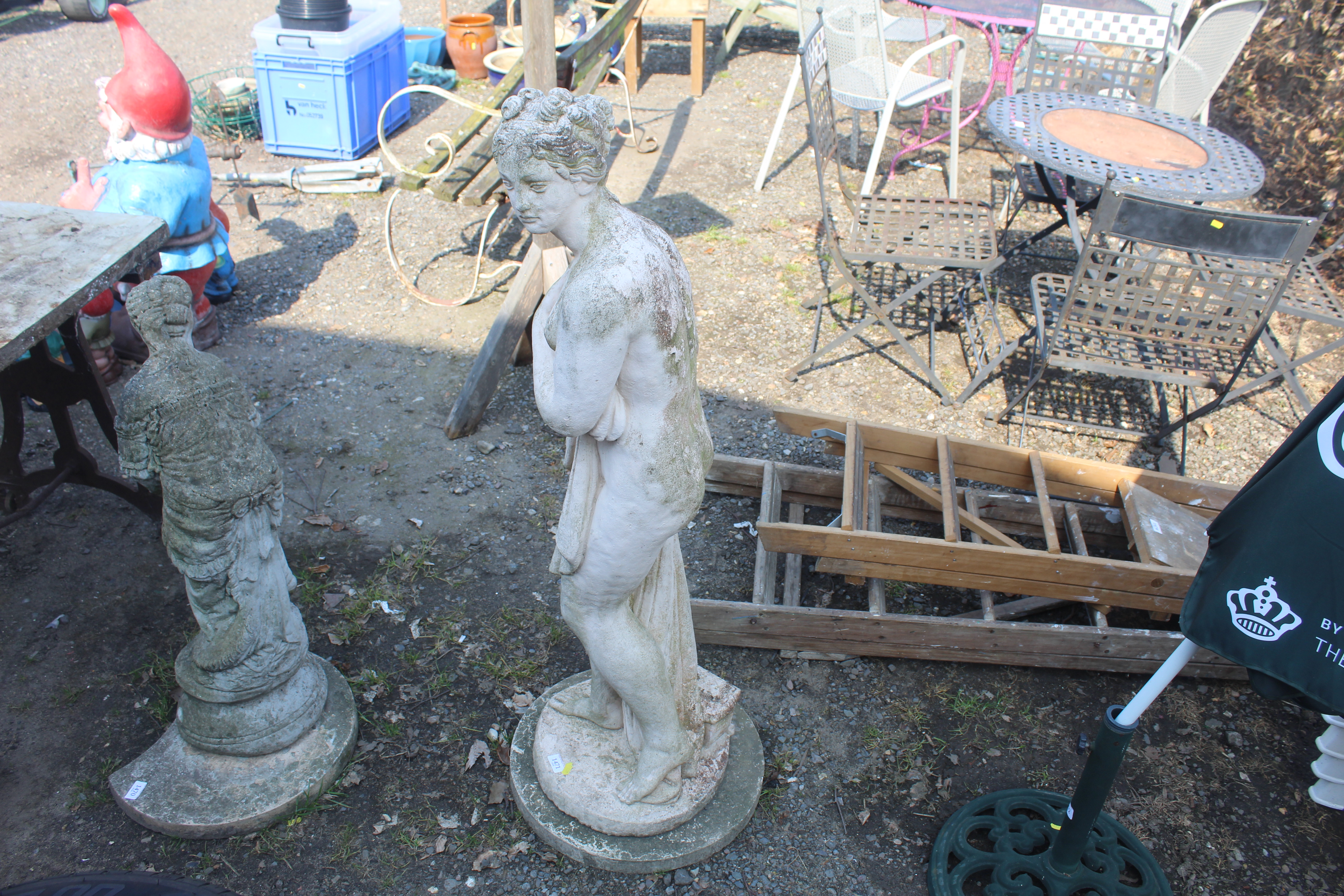 A large painted concrete statue of a scantily clad - Image 2 of 2