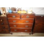A mahogany chest fitted two short over three long drawers with Art Nouveau style handles AF