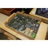 A collection of vintage die-cast military vehicles
