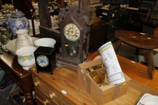 A Mappin & Webb two hole mantel clock in ebonised