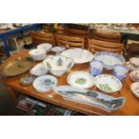 A collection of decorative china including Highland stoneware fish plate, a pair of Spode "