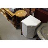 A loom corner linen basket and pine stool