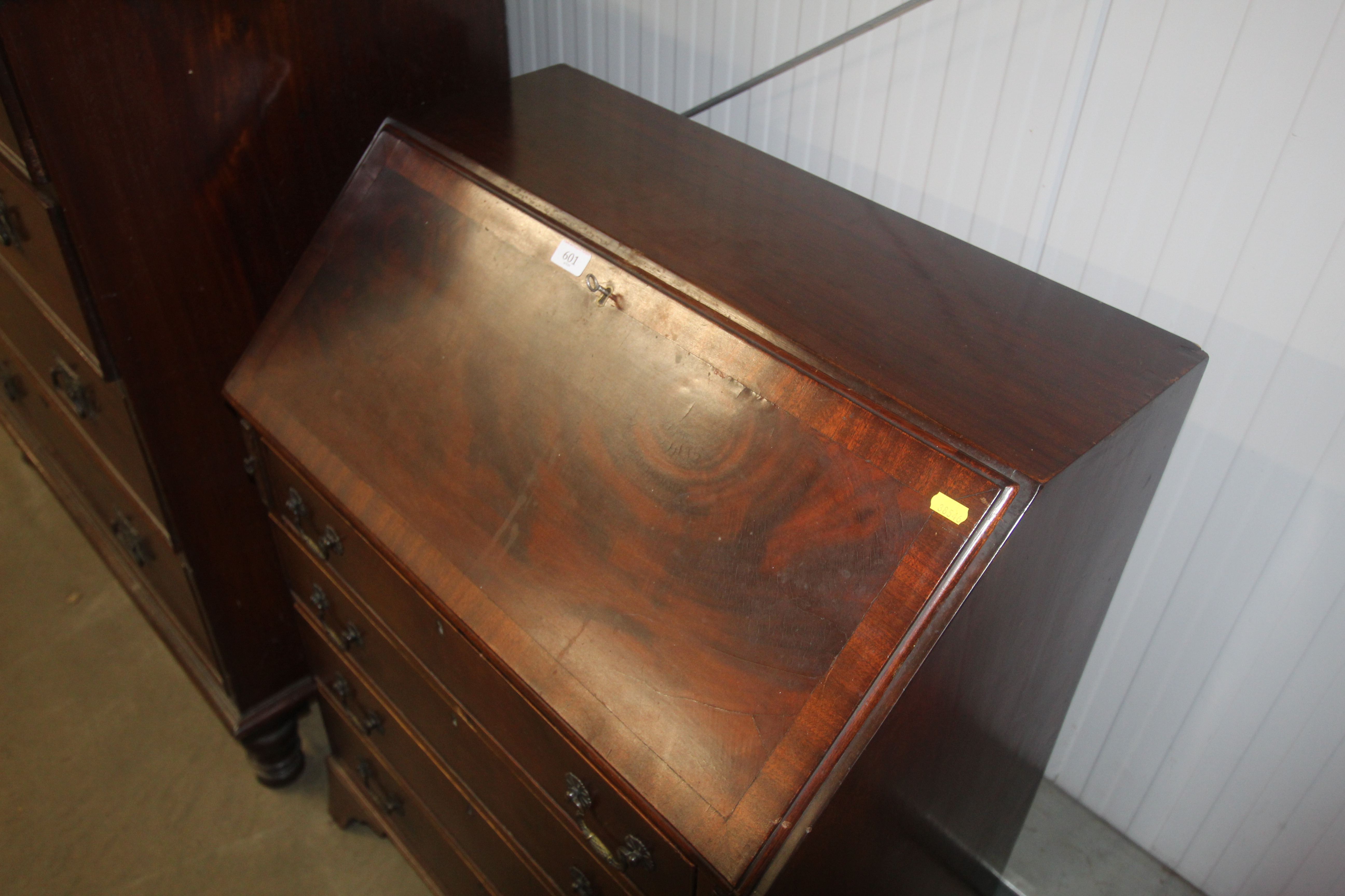 A reproduction mahogany bureau fitted four long dr - Image 2 of 3