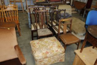 Three Chippendale style chairs, a dining chair, a