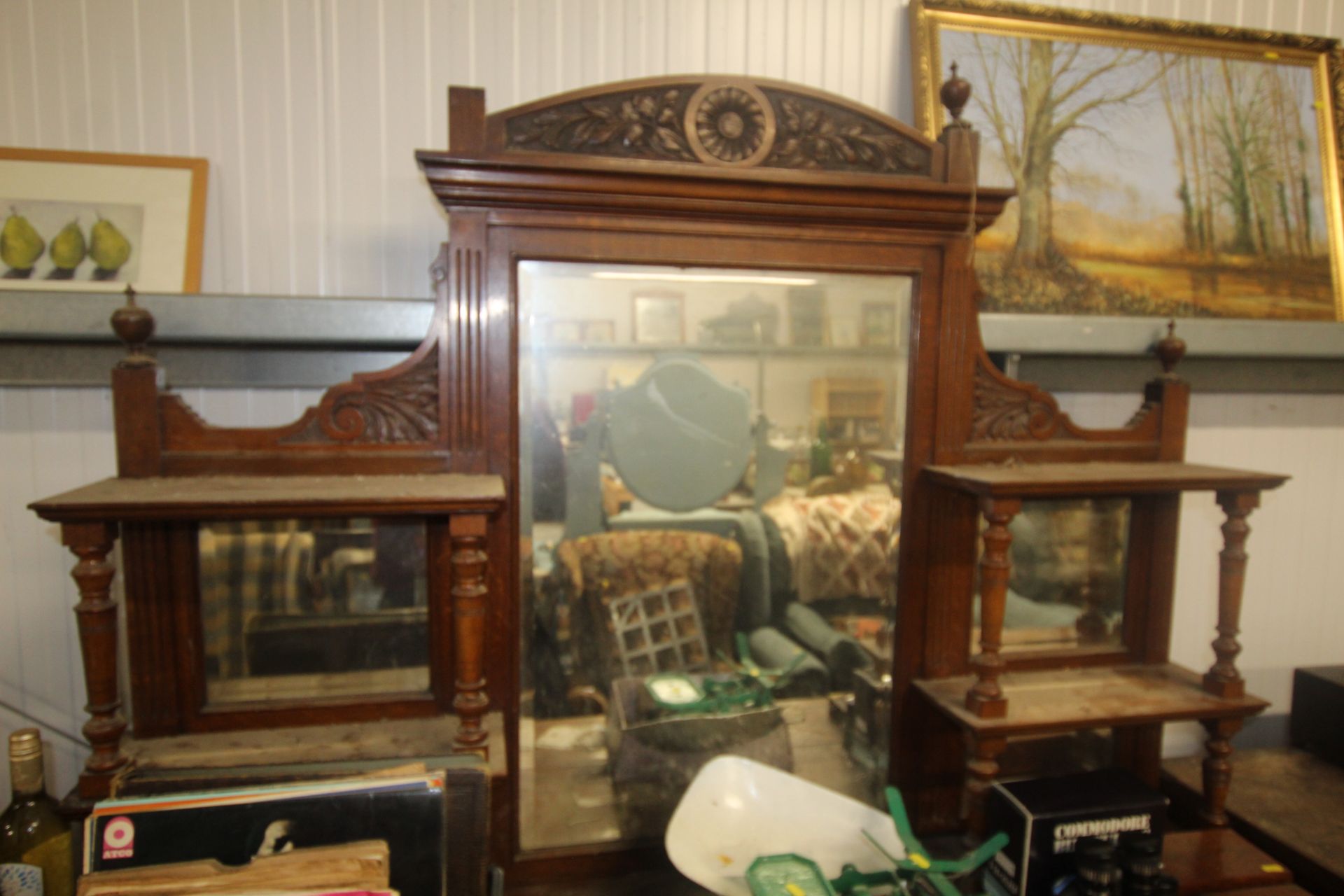 A late Victorian carved mahogany mirror backed sid - Image 3 of 3