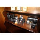 Eight various camera lenses etc