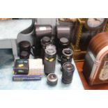 A collection of camera lenses