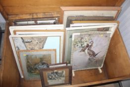 A fire screen and a collection of various pictures