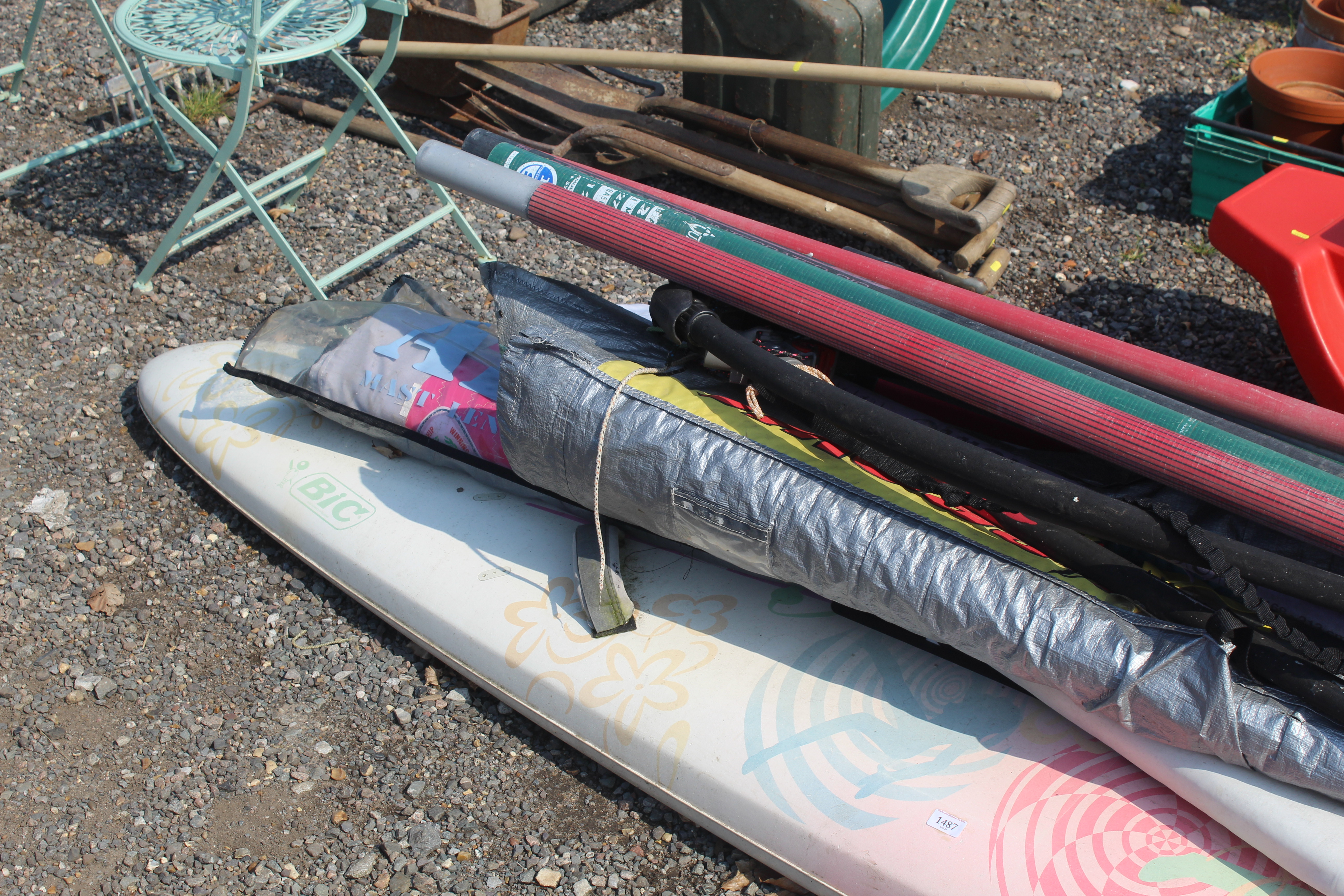 A Bic windsurfing board, four masts, five steering - Image 2 of 3