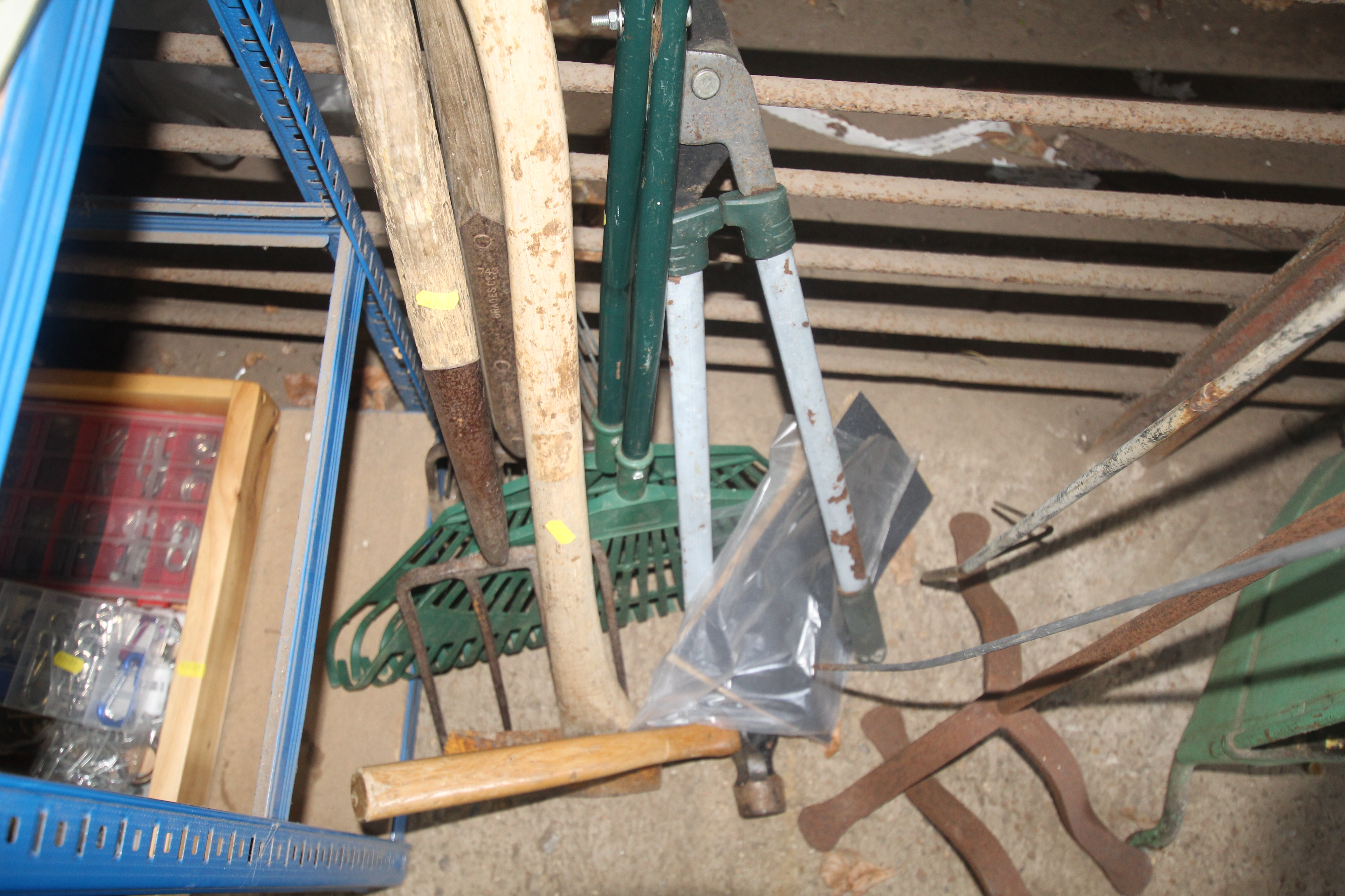 A quantity of gardening tools to include digging fork, axe, rakes, loppers etc. - Image 2 of 2