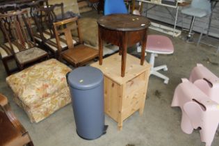 A pine bedside chest fitted two drawers, an oak se