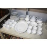 A collection of Harmony plain white and silver dinner and tea ware