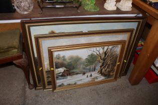 Three gilt framed oils