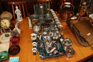 A quantity of silver plate and pewter to include f