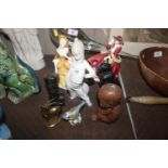 Two Doulton figurines; a Spanish porcelain figure of a child; other figures etc.