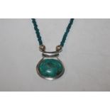 A large Sterling silver, turquoise and blue apatit