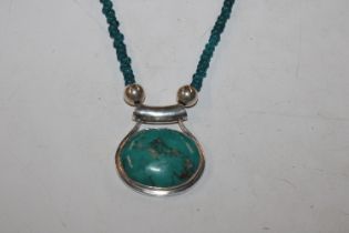 A large Sterling silver, turquoise and blue apatit
