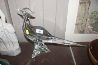 A Venetian style glass pheasant, marked to base