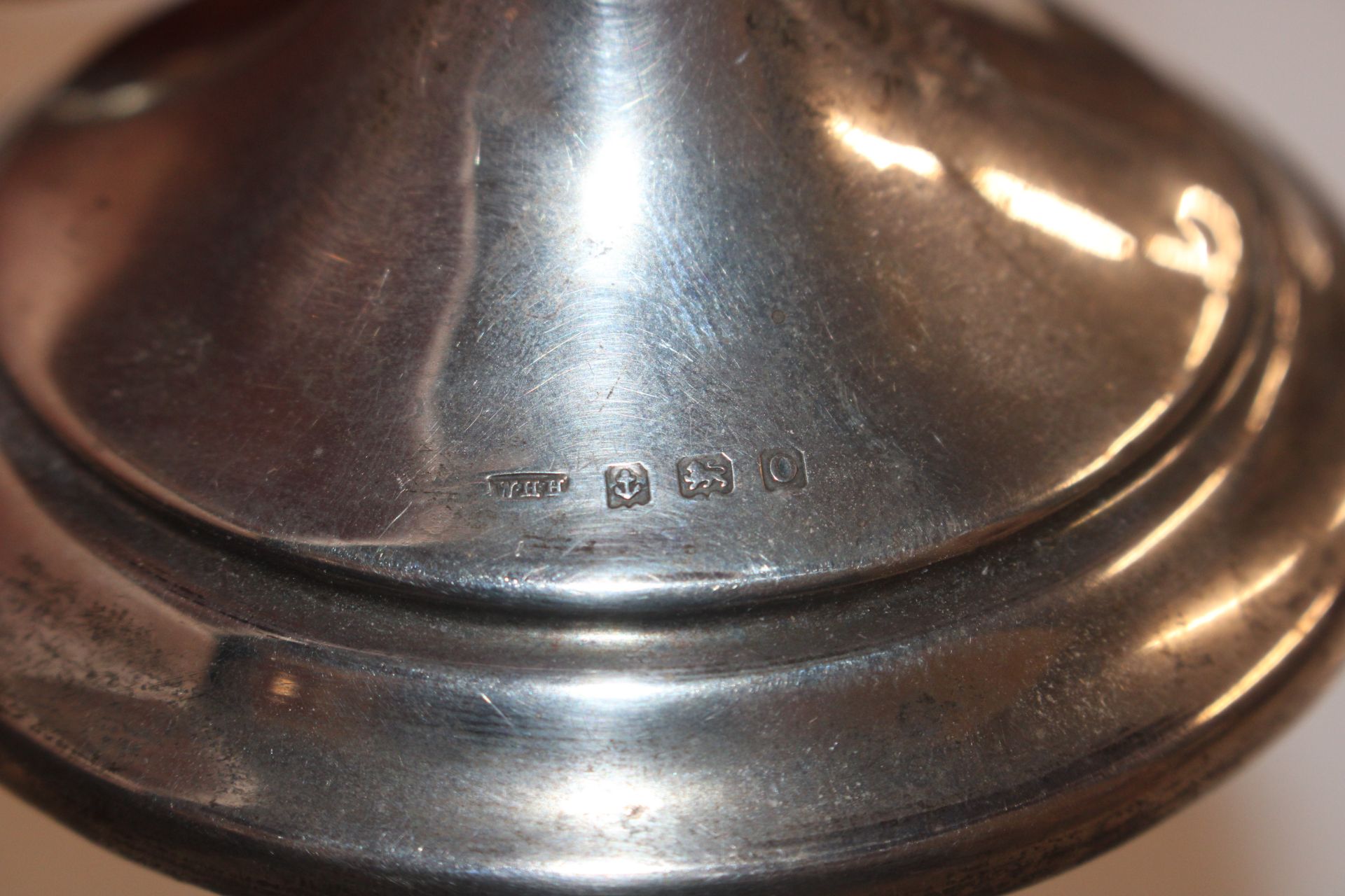 A single silver candlestick with weighted base; a - Image 6 of 27