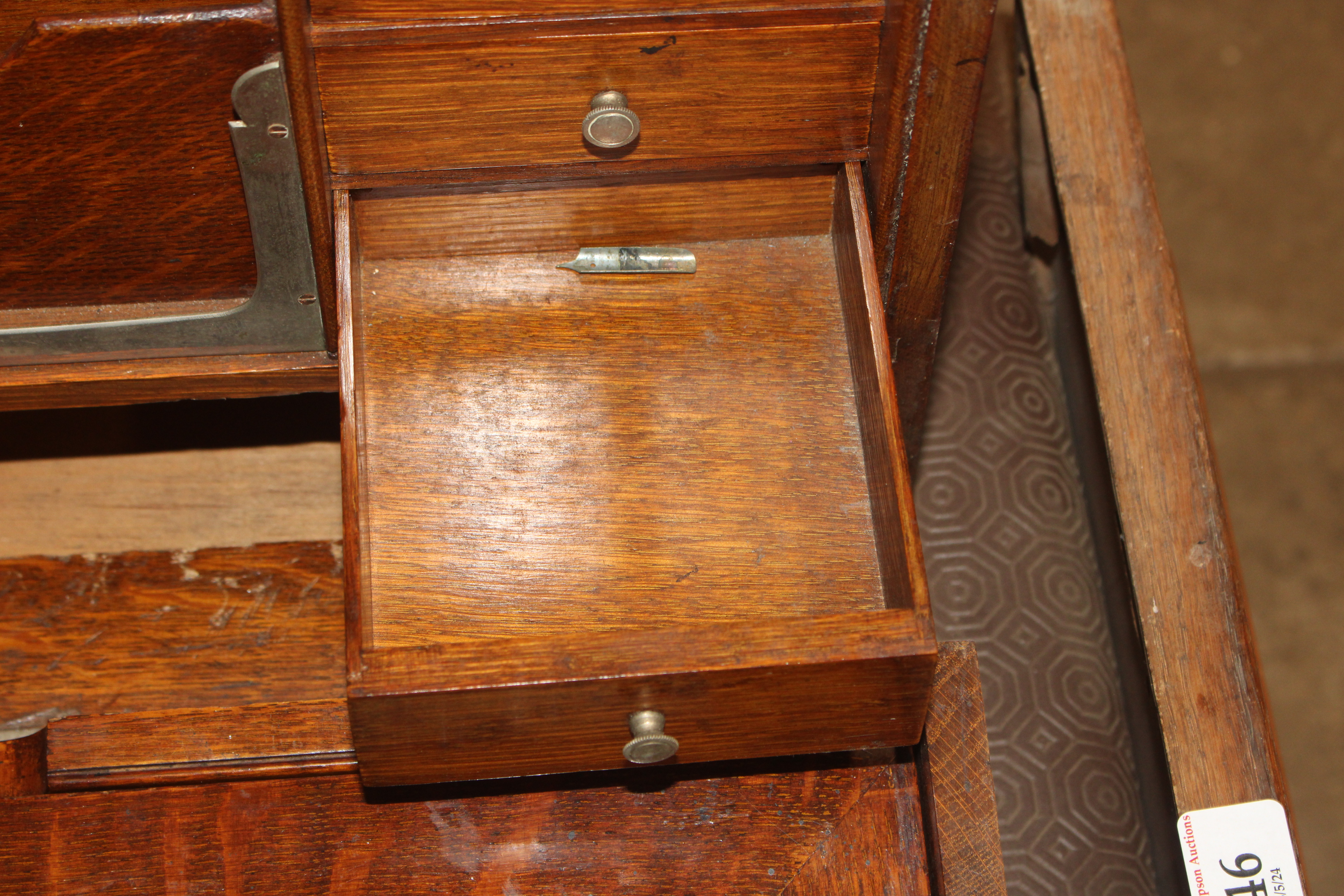 A late Victorian oak stationery cabinet - Image 10 of 19