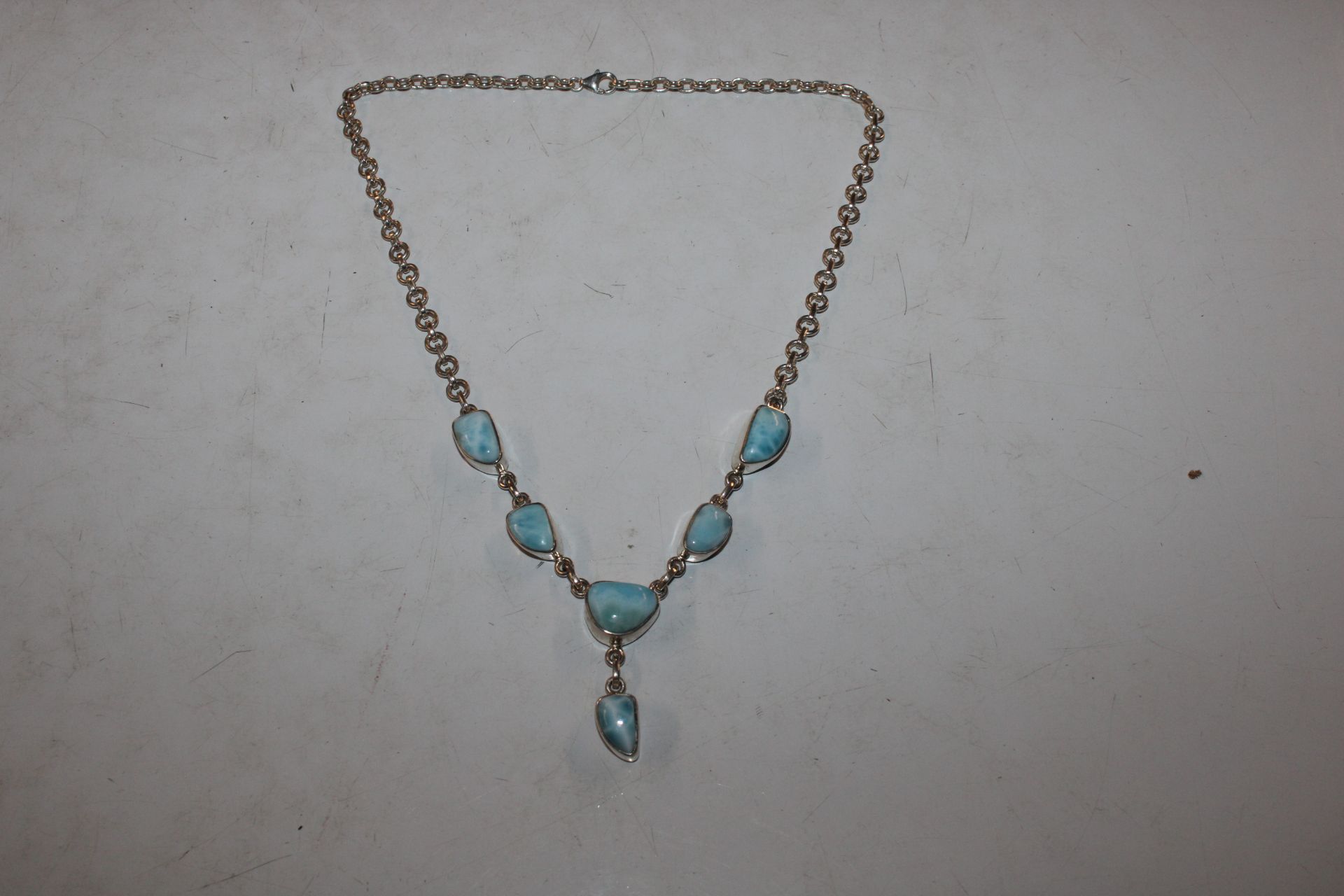 A Sterling silver and Larimer necklace, approx. 34