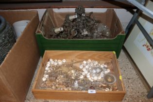 Two boxes of miscellaneous chandelier drops and pa