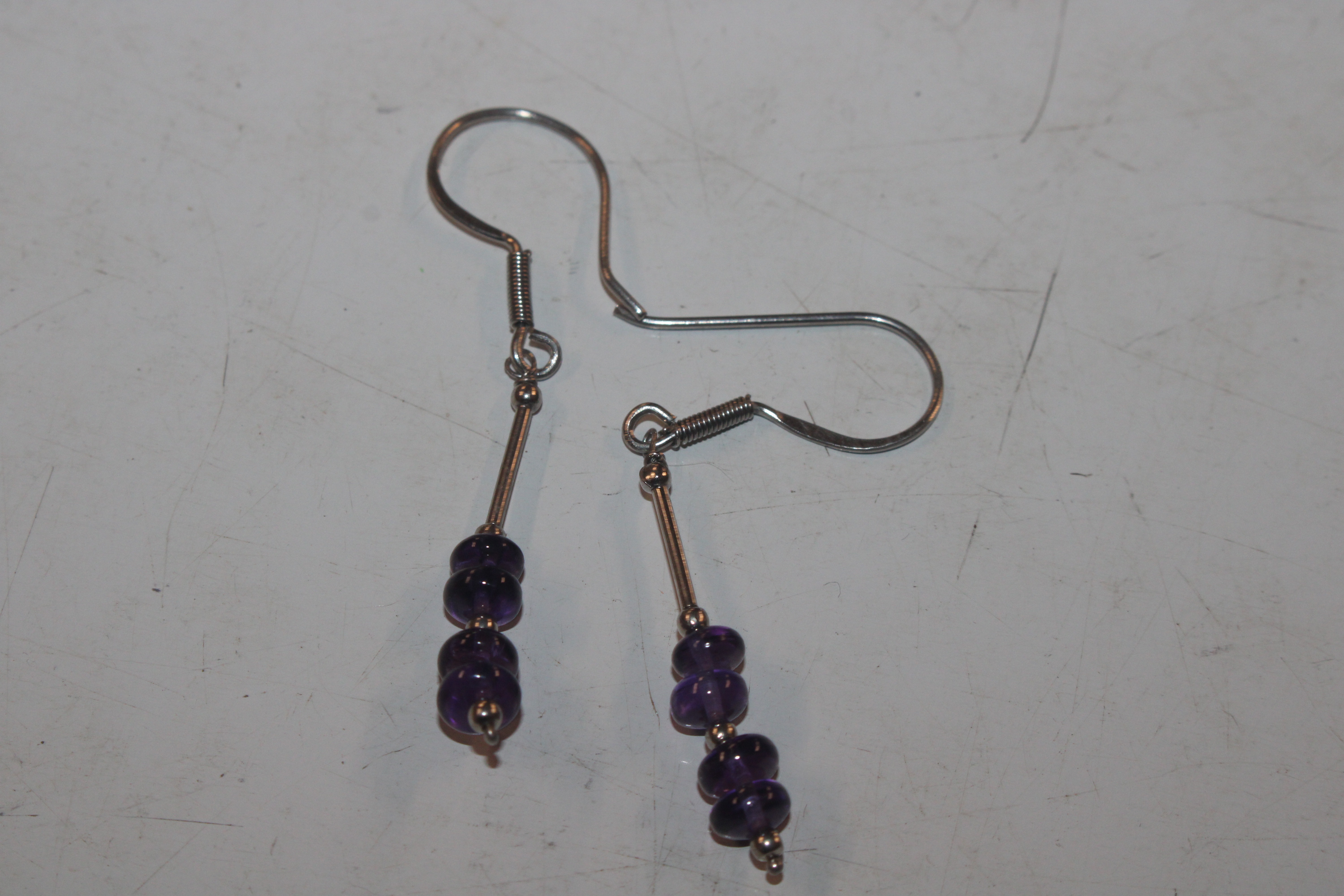 A Sterling silver amethyst set necklace and earrings, approx. 21gms total weight - Image 8 of 8