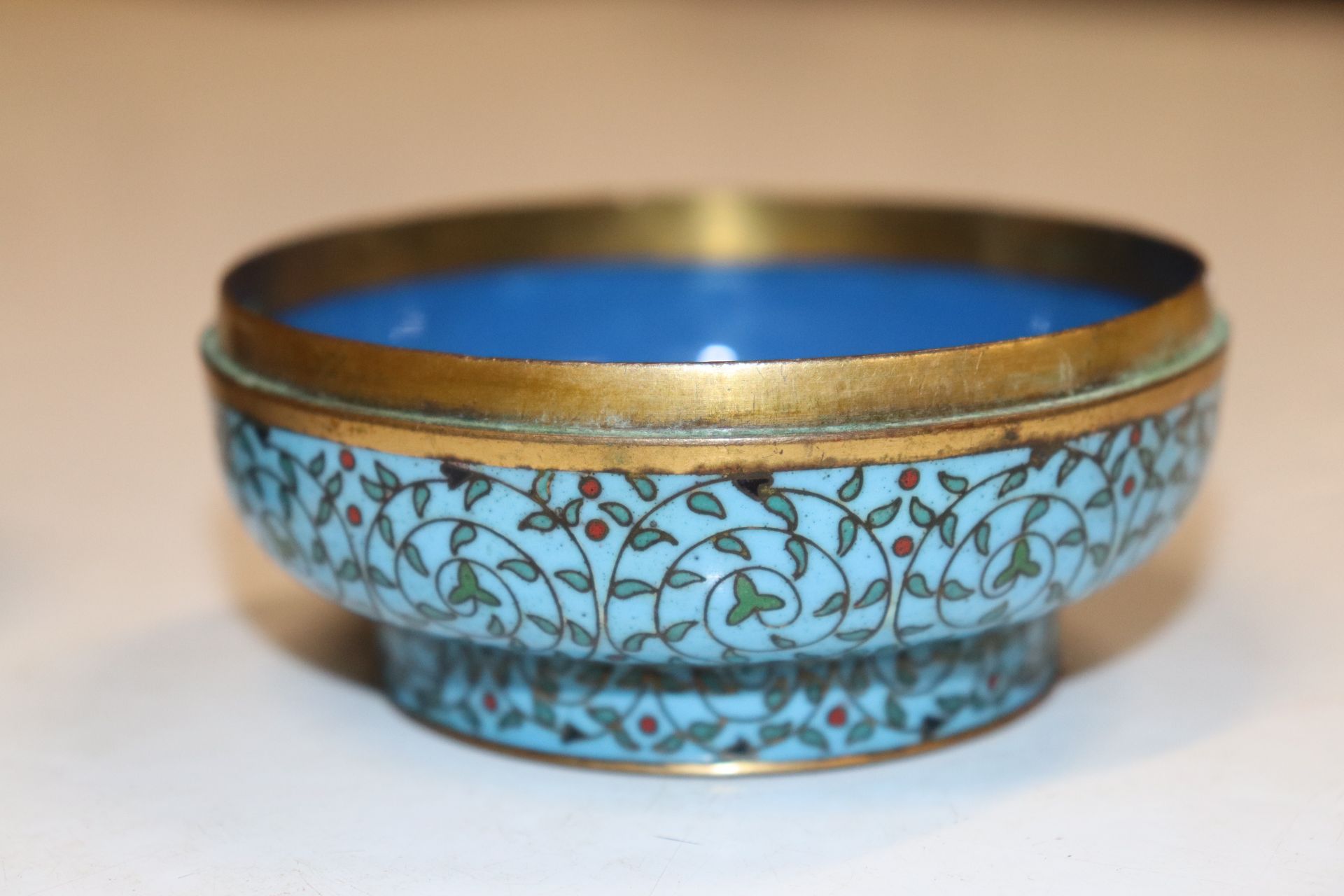 A late 19th Century light blue Chinese cloisonné c - Image 4 of 7