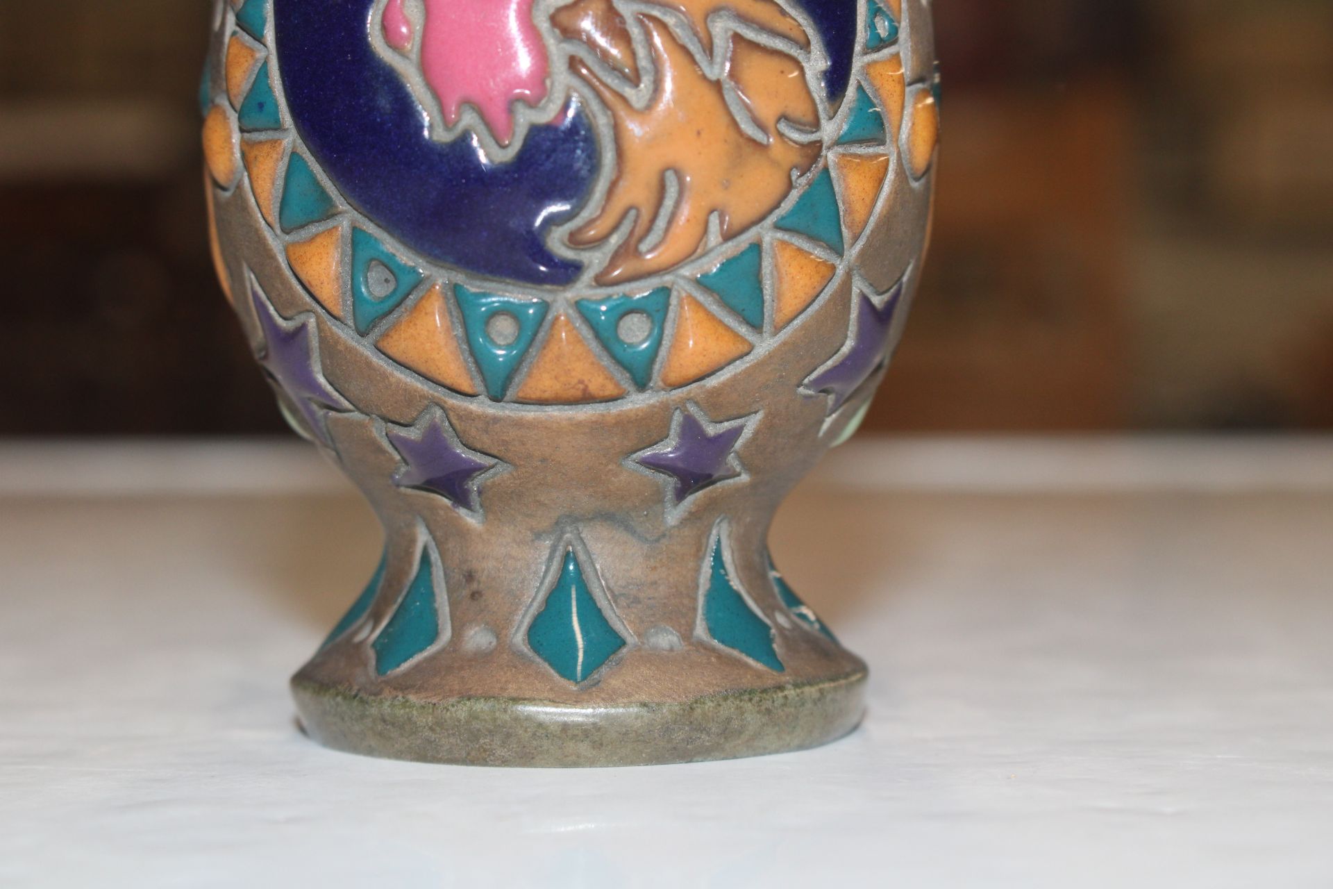 An Austrian pottery twin handled vase decorated wi - Image 3 of 7