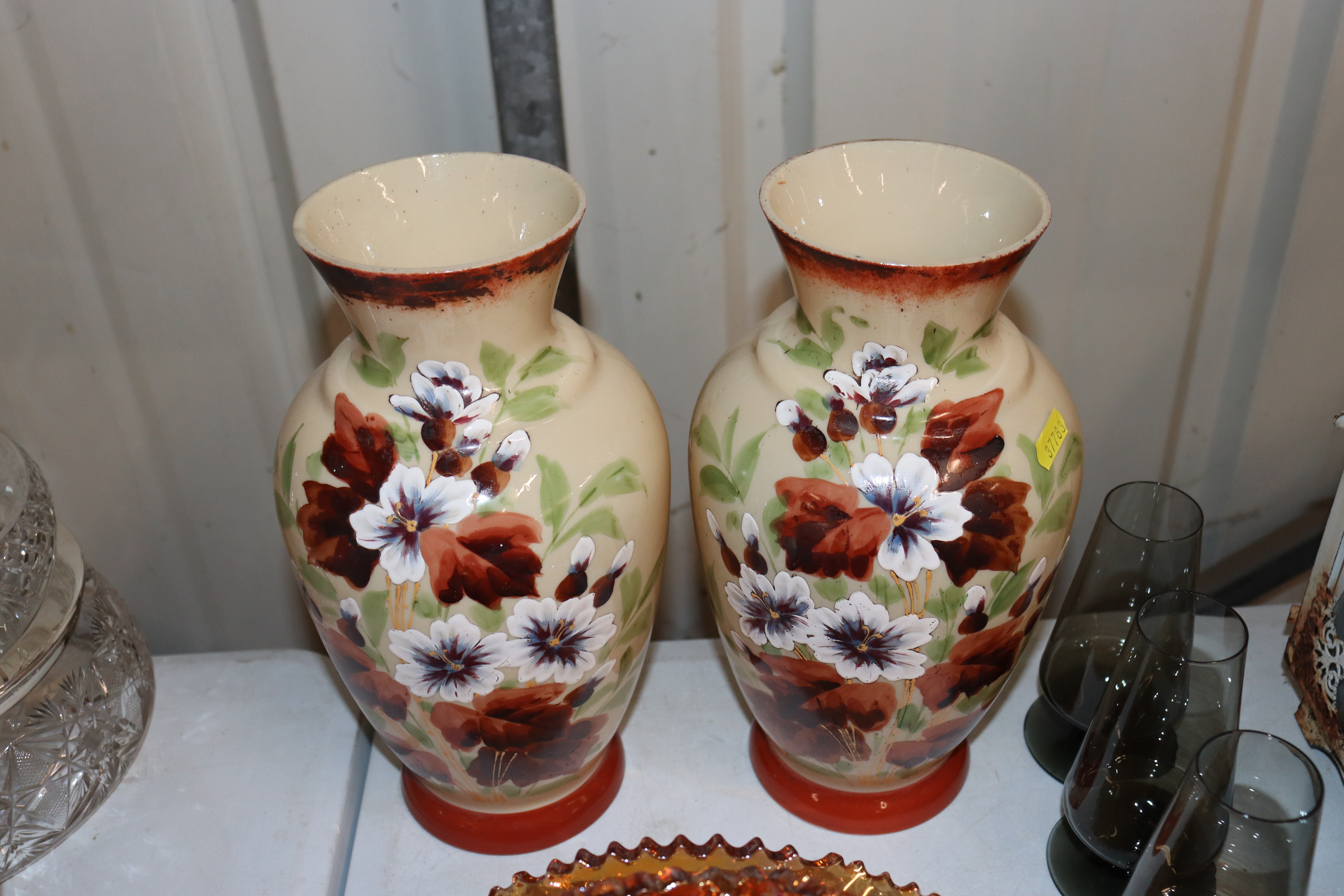 Various Carnival glassware; a pair of painted opaq - Image 4 of 5