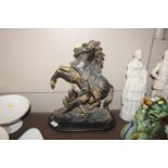 A spelter Marley horse and groom group