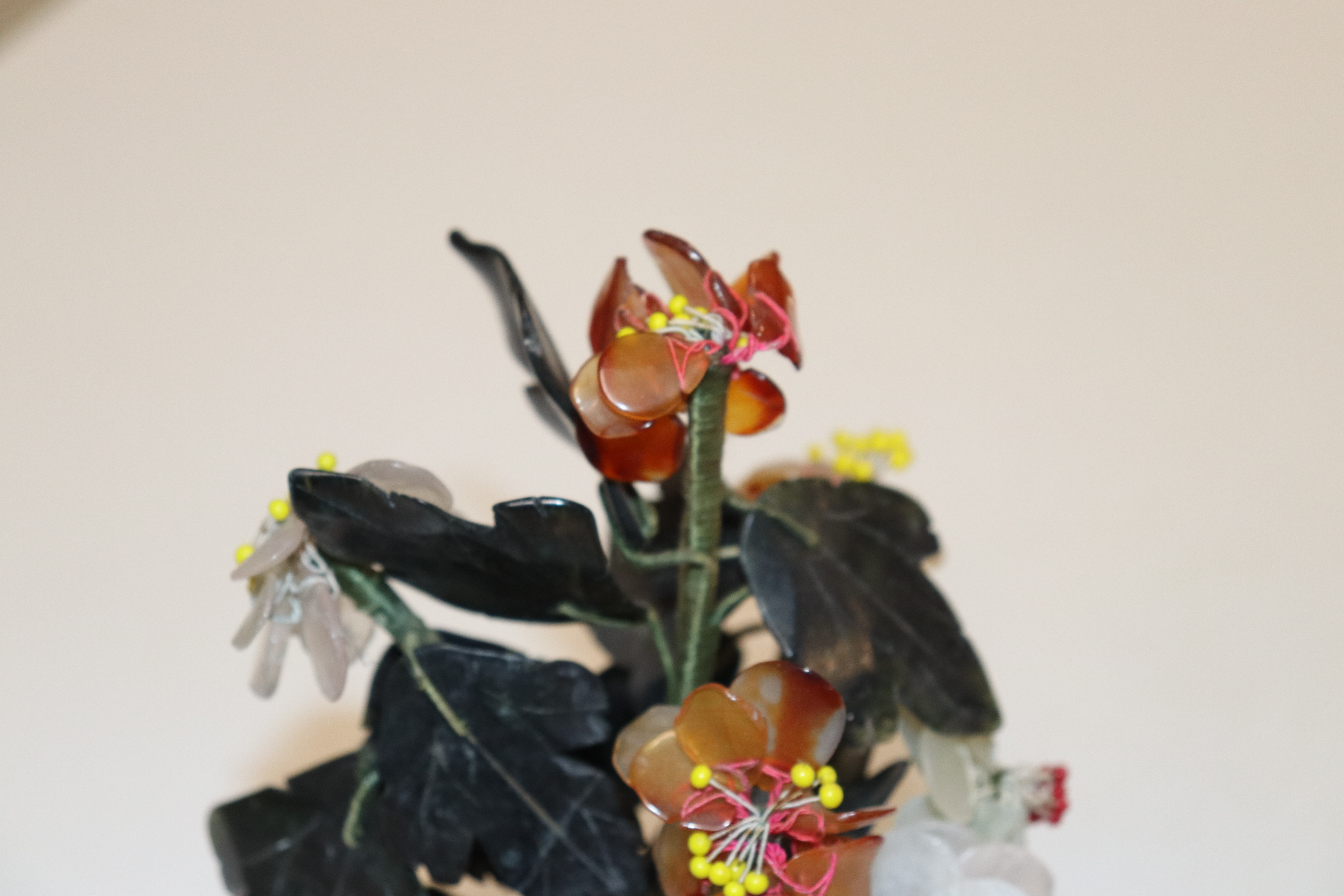 Three Chinese hardstone flower arrangements in pot - Image 3 of 20