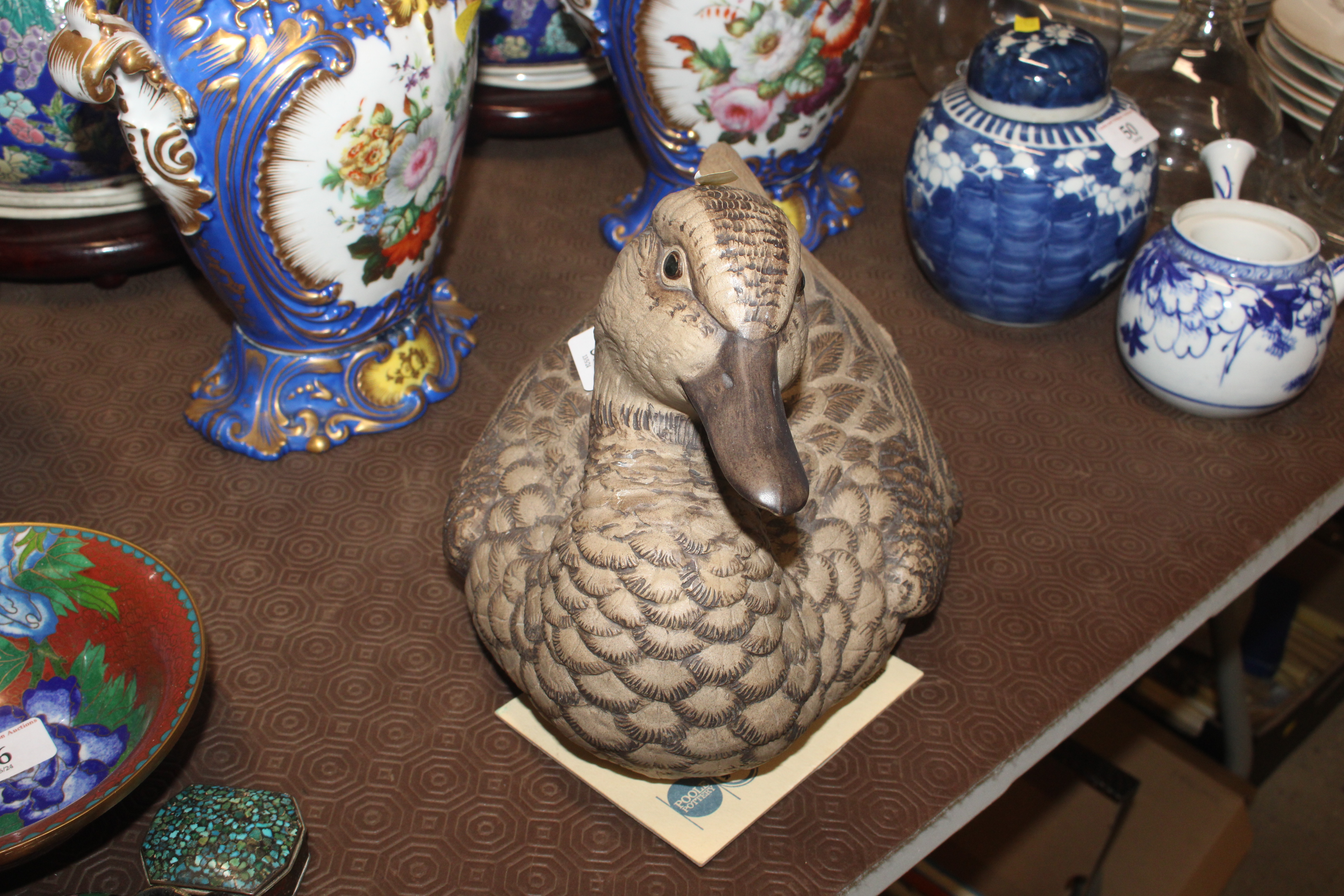 A stoneware figure of a mallard modelled and sculp - Image 2 of 6