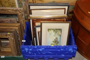 A box of various watercolours, prints and engravin
