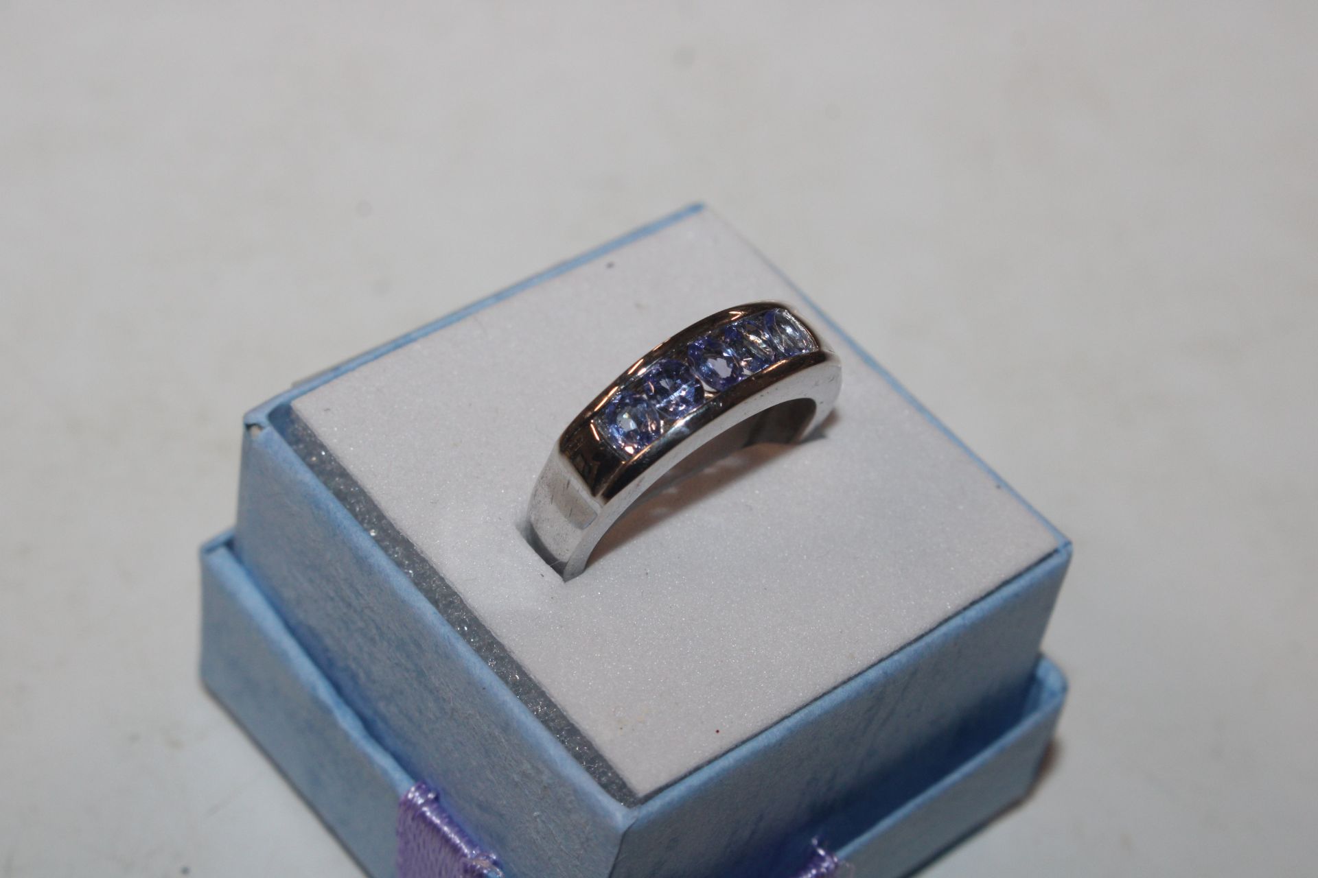 A Sterling silver and tanzanite ring, ring size N/