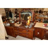 A mahogany dressing chest fitted two short over tw