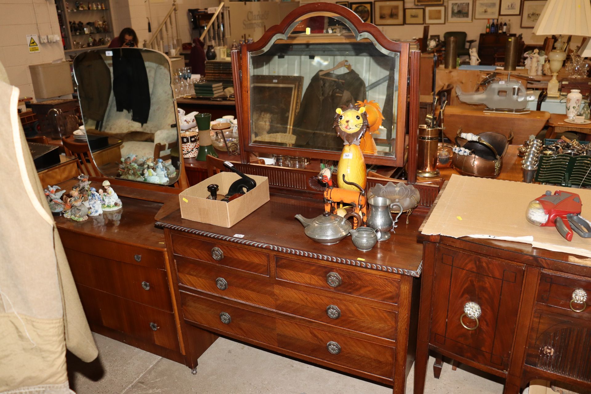 A mahogany dressing chest fitted two short over tw