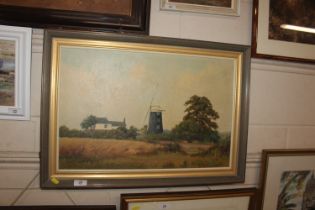 James Wright, oil on canvas, rural scene with wind