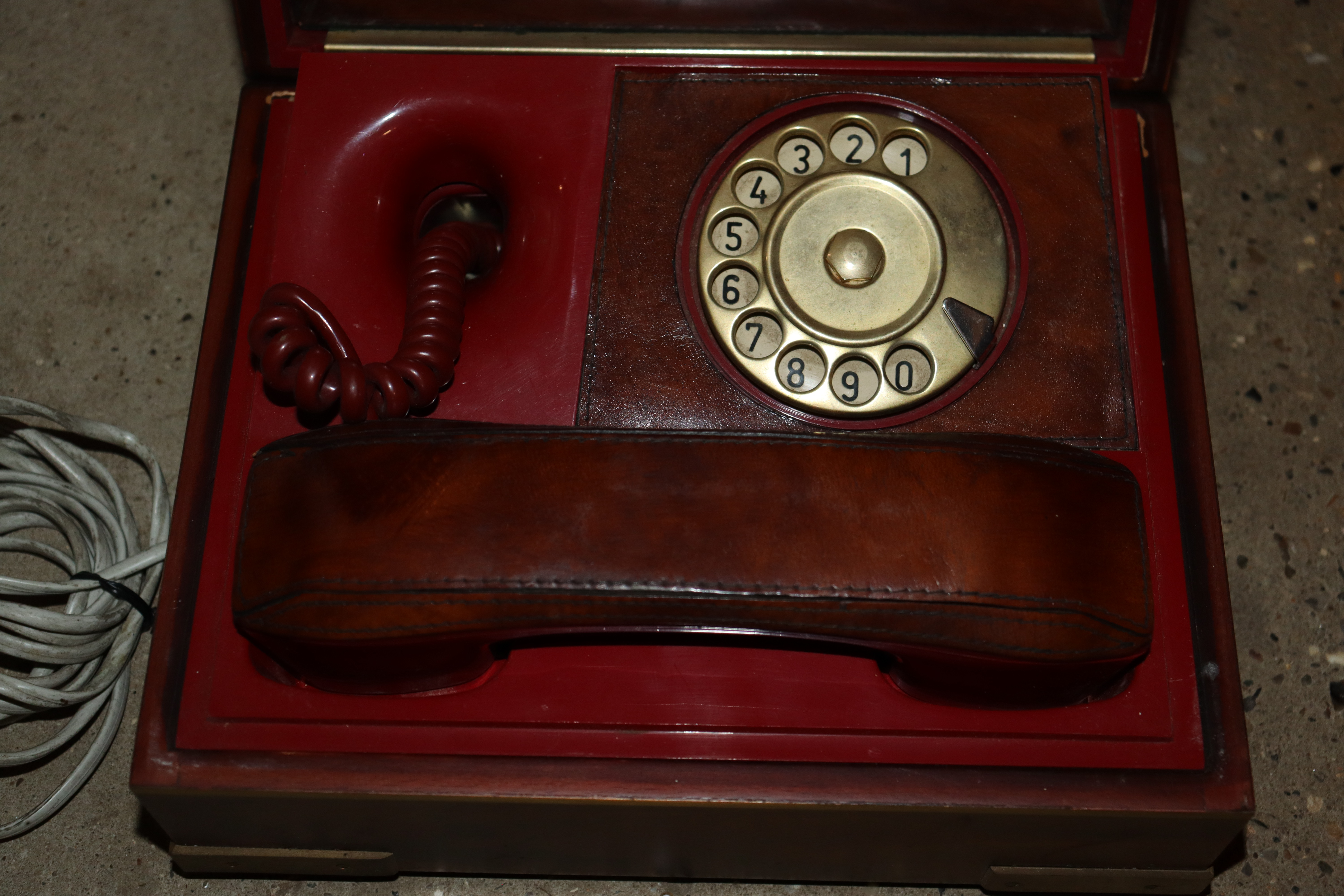 A telephone contained in a b=mahogany and brass bo - Image 2 of 3