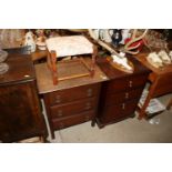 An oak chest fitted three drawers; a Meredew bedsi