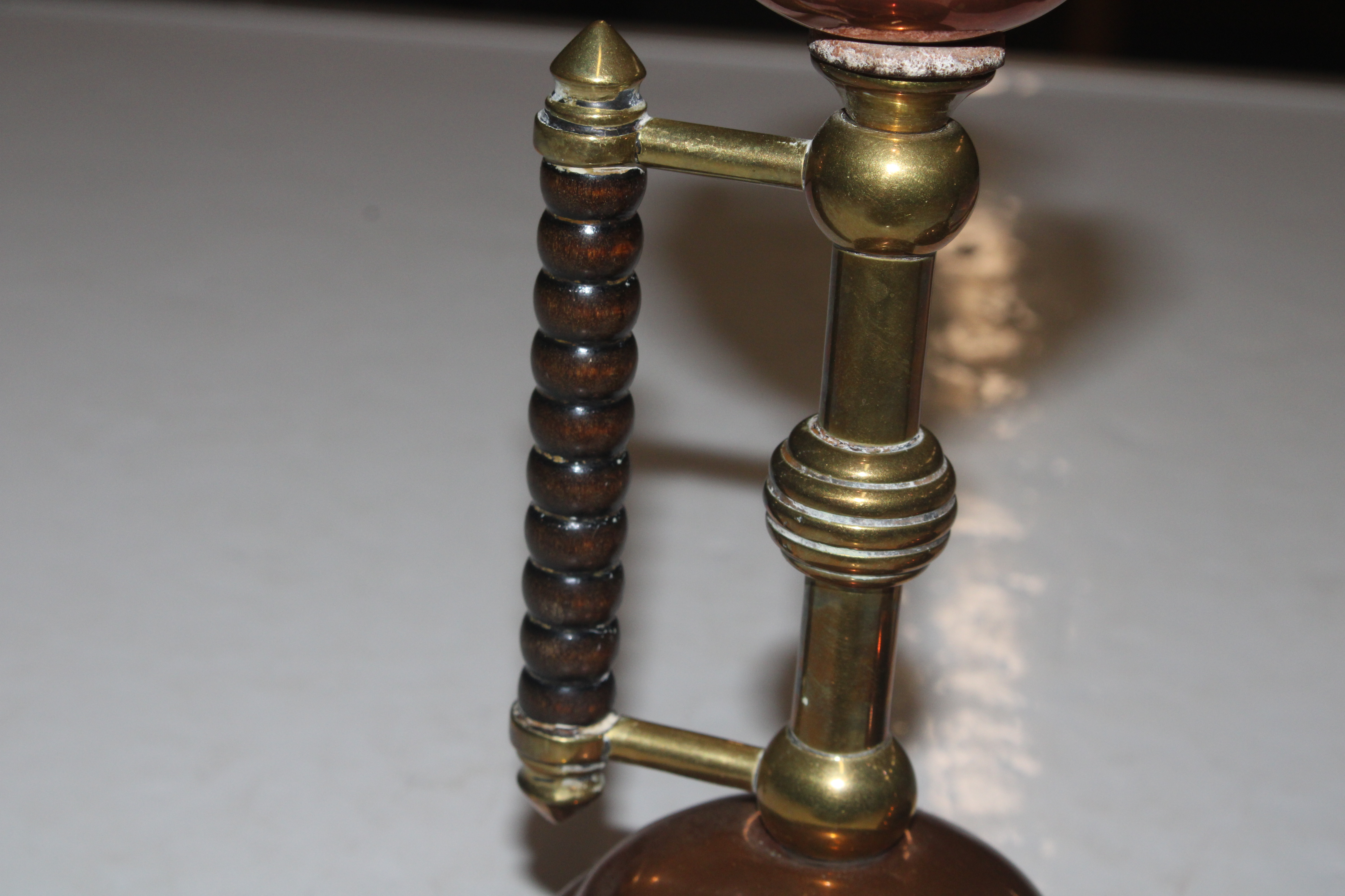 A pair of late Victorian brass and copper candlest - Image 3 of 9