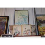 Five various Oriental prints