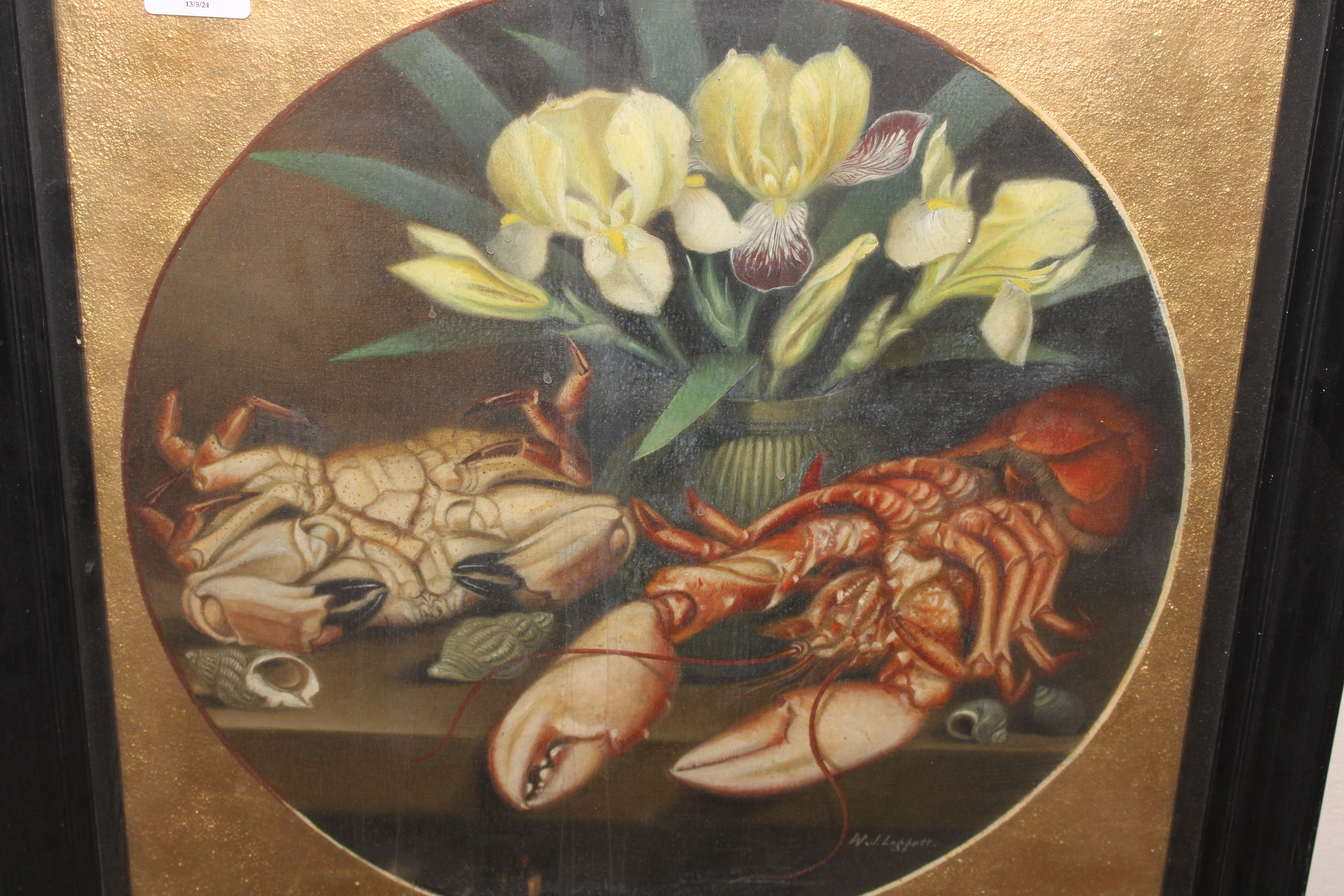 W.J. Leggett, watercolour still life study of a crab and lobster - Image 2 of 4