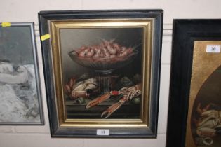 W.J. Leggett, oil on board still life study lobste