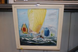 T. Thompson, oil painting of sailing boats