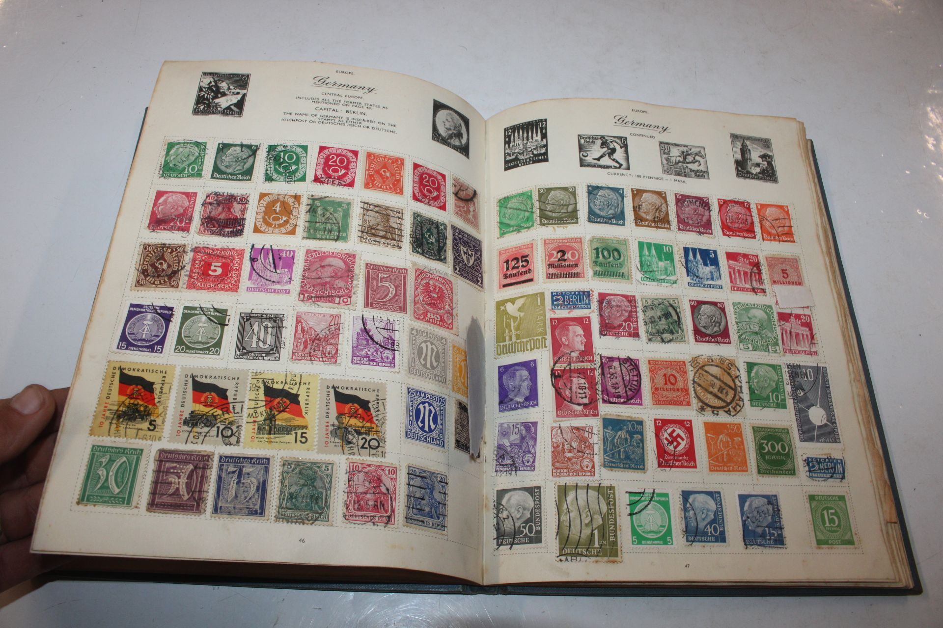 A box containing an album of stamps, various loose - Image 9 of 27