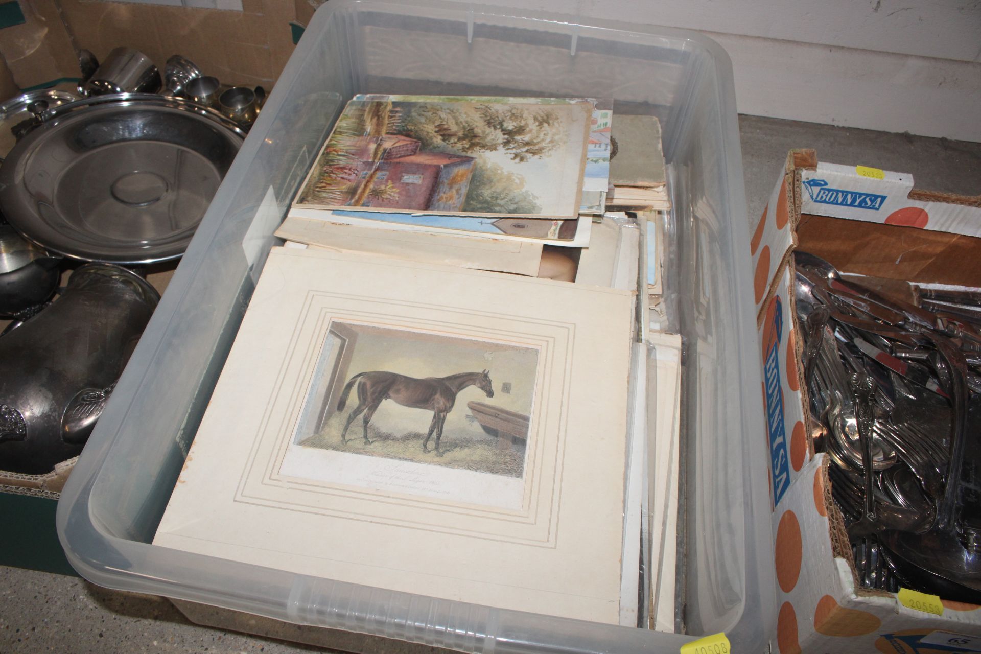 A plastic crate and contents of a large assortment