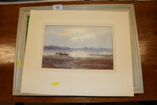 Mounted watercolour, signed bottom right; and an o